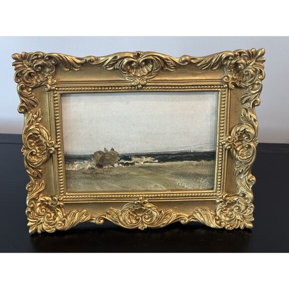 Vintage Inspired Freestanding Ornate Gold Frame Abstract Print Home Decor - Picture 1 of 8
